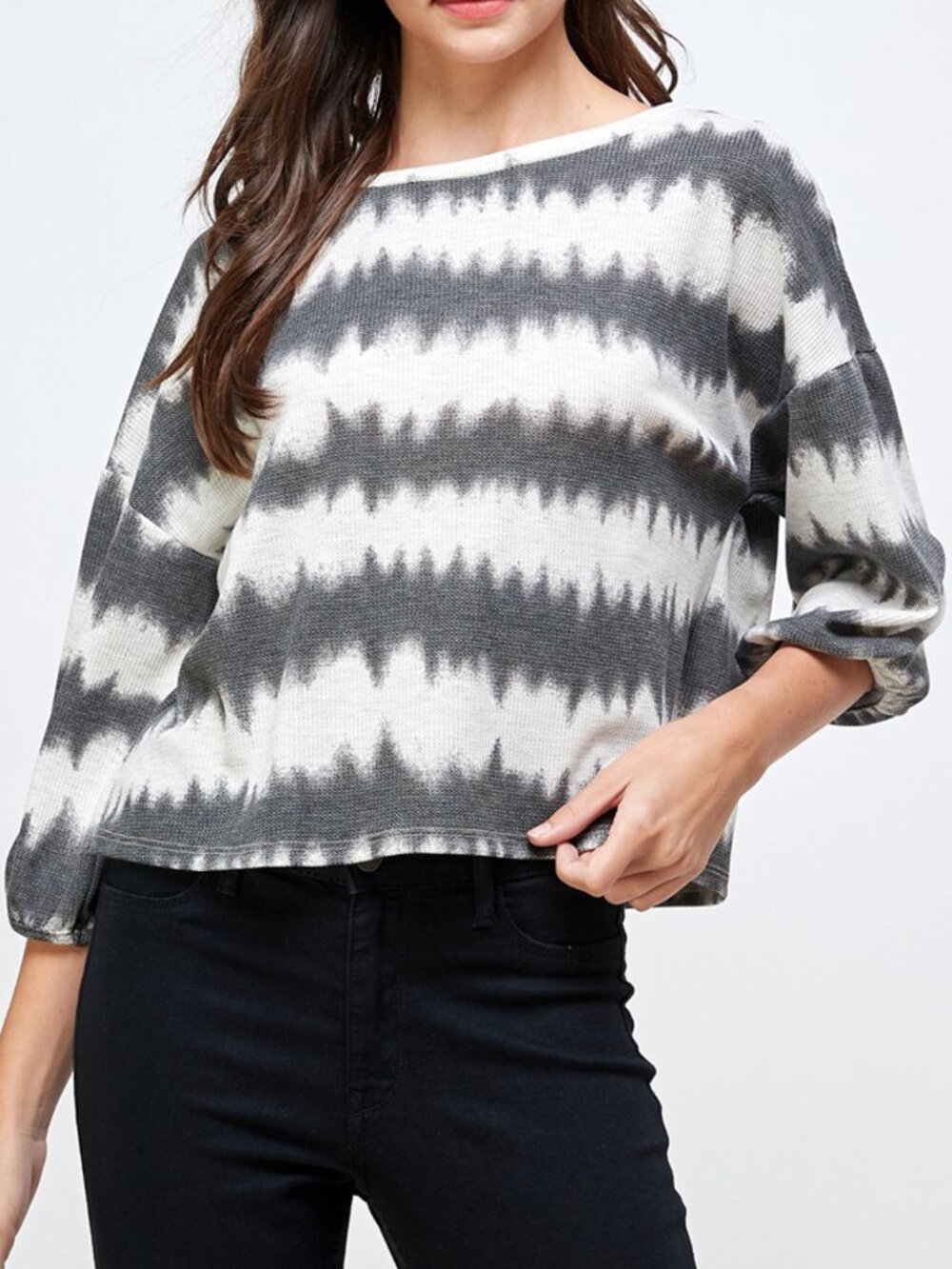 Charcoal/Cream Thermal Top